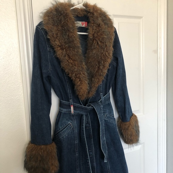 Vintage Guess Denim Trench Coat - Picture 2 of 9